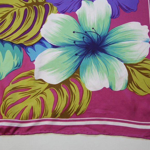 Multi-Color Flower Floral Print Square Scarf - Picture 4 of 7